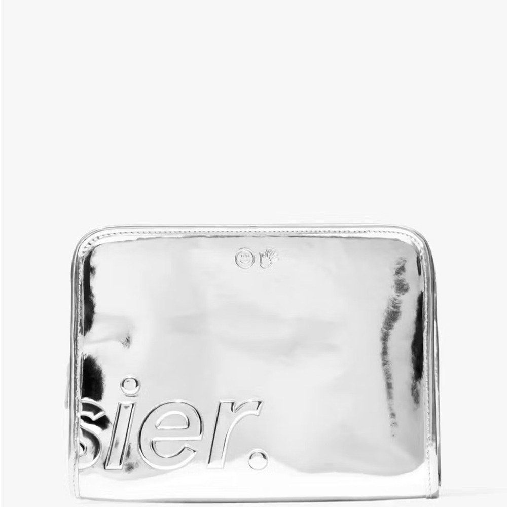 Glossier Silver Makeup Bag